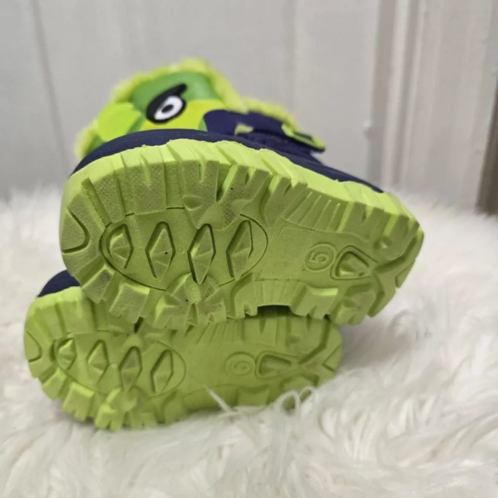 Falls Creek Toddler 3D Dinosaur Monster Winter Snow Boots in blue and green
